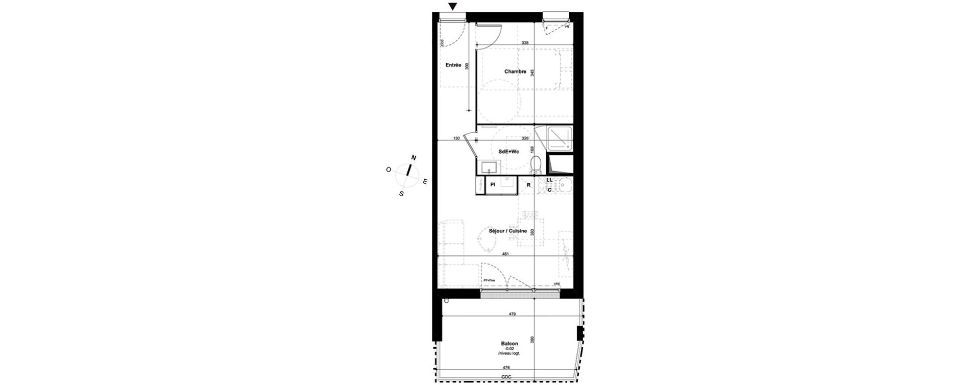 Appartement T2 de 40,47 m2 &agrave; Lormont Les akenes