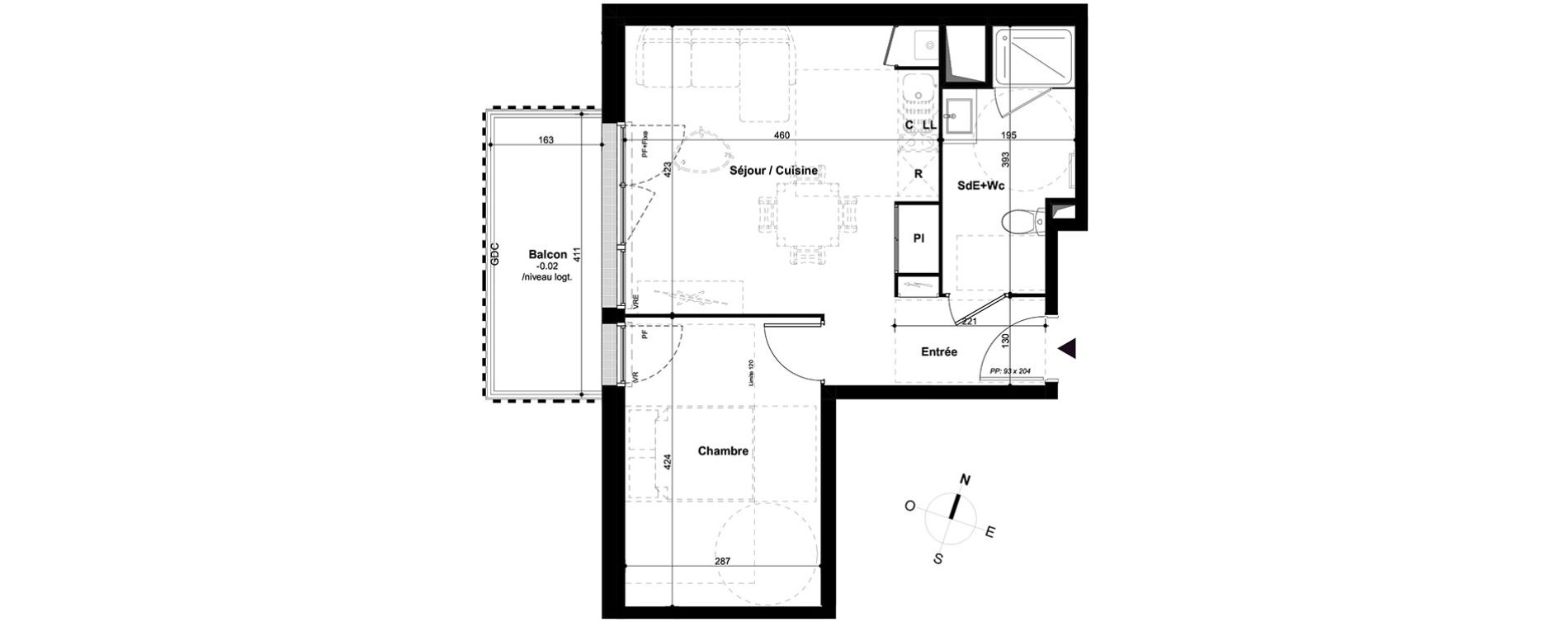 Appartement T2 de 41,49 m2 &agrave; Lormont Les akenes