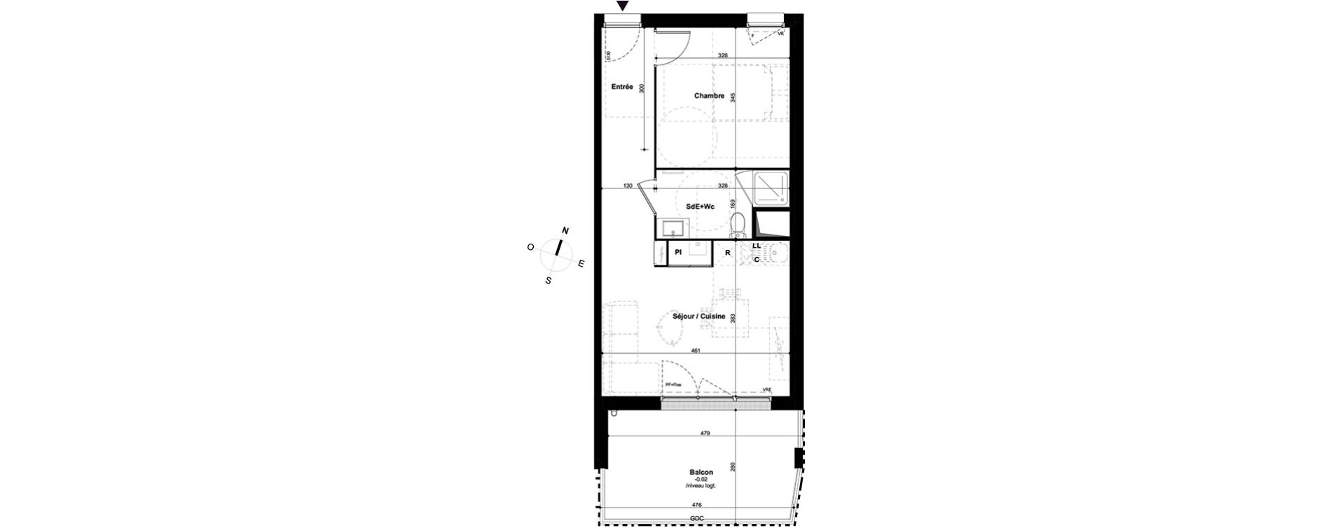 Appartement T2 de 40,47 m2 &agrave; Lormont Les akenes