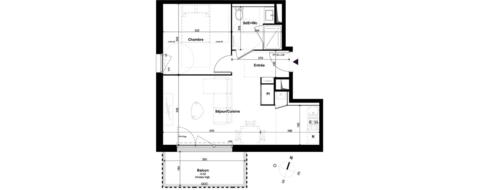 Appartement T2 de 42,43 m2 &agrave; Lormont Les akenes