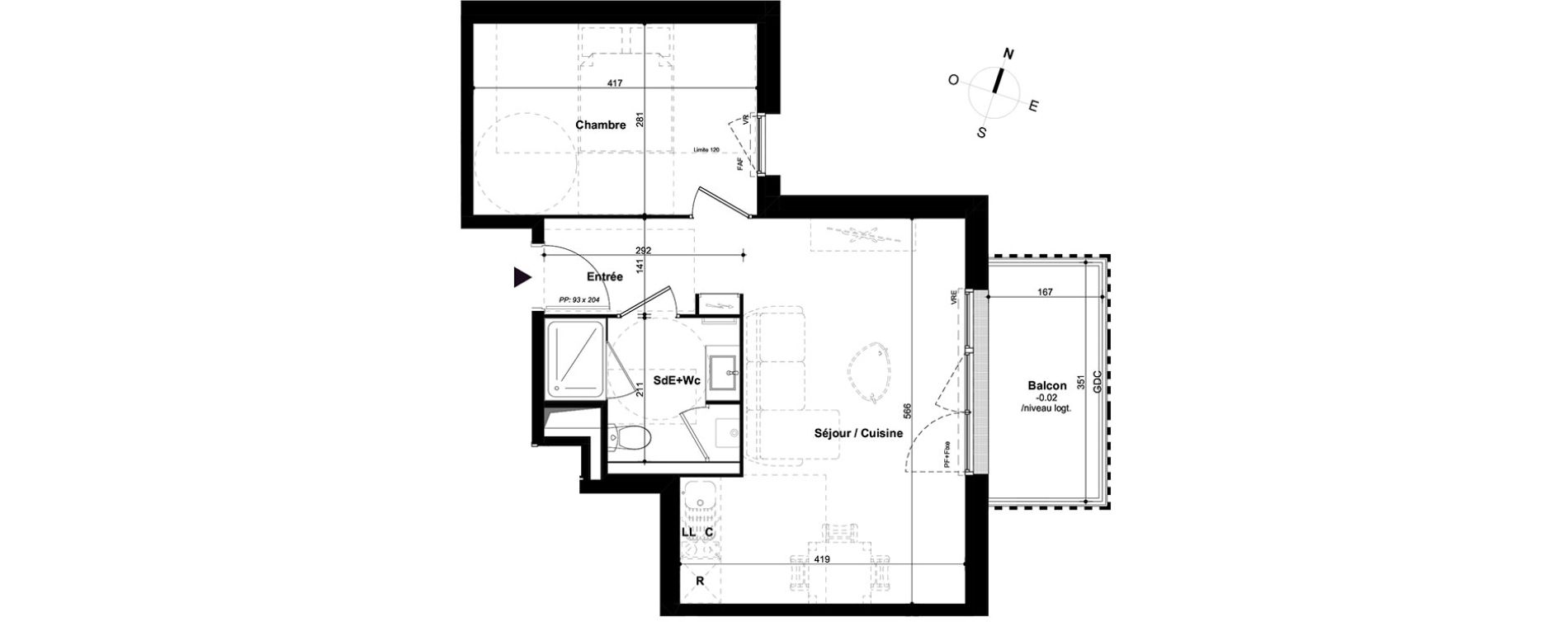 Appartement T2 de 40,94 m2 &agrave; Lormont Les akenes