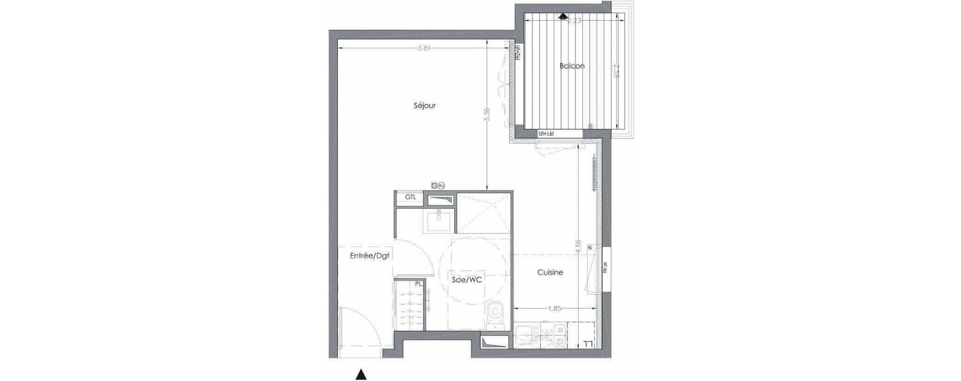 Appartement T1 de 32,99 m2 &agrave; Lormont Centre