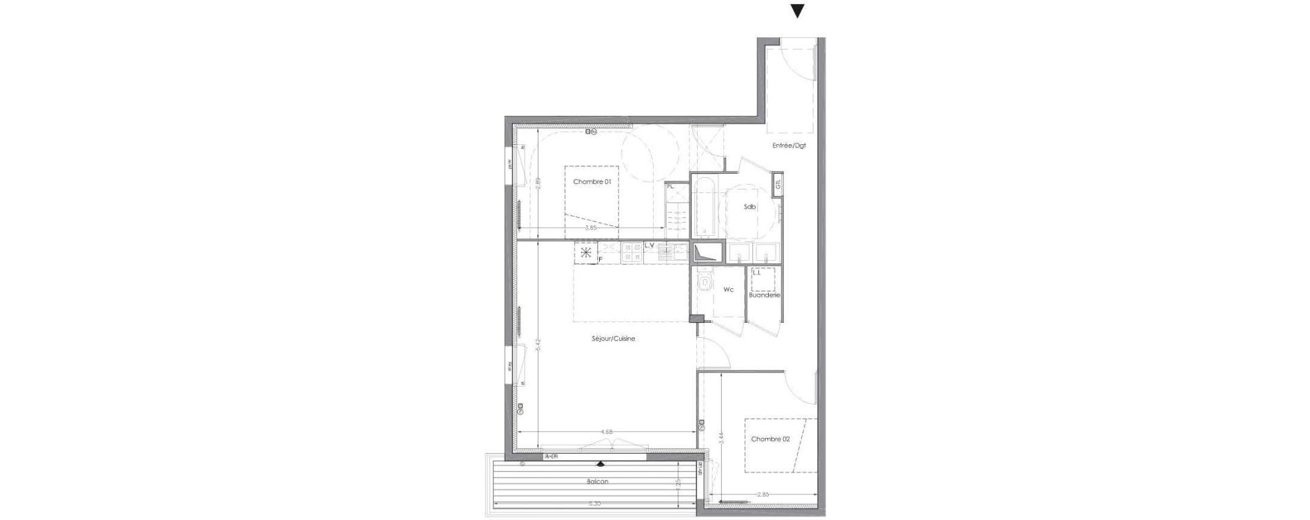 Appartement T3 de 70,96 m2 &agrave; Lormont Centre