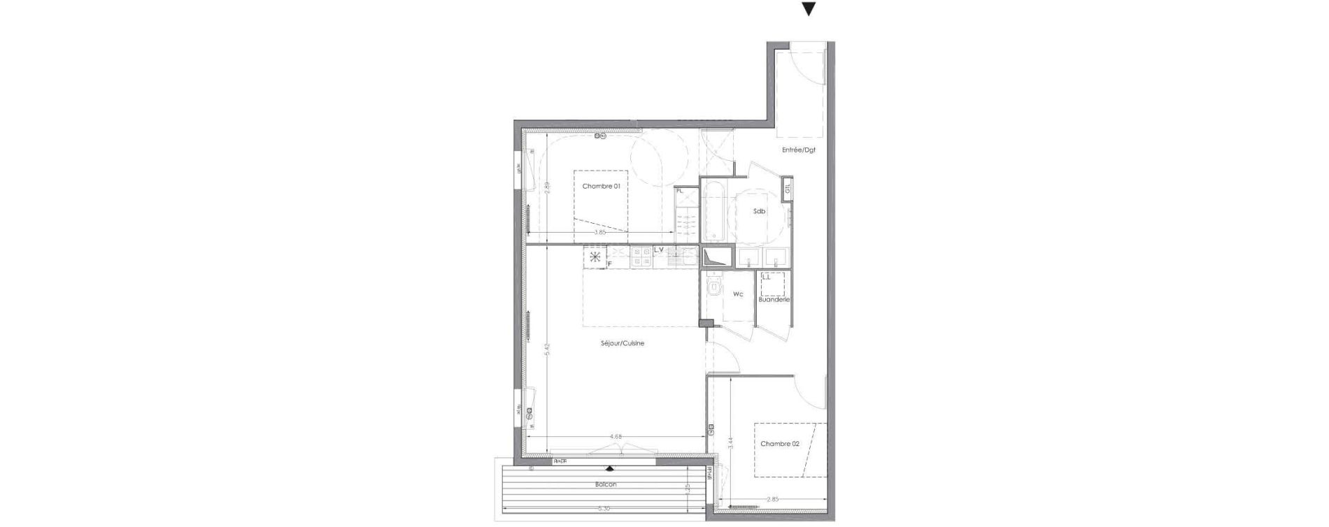 Appartement T3 de 70,96 m2 &agrave; Lormont Centre