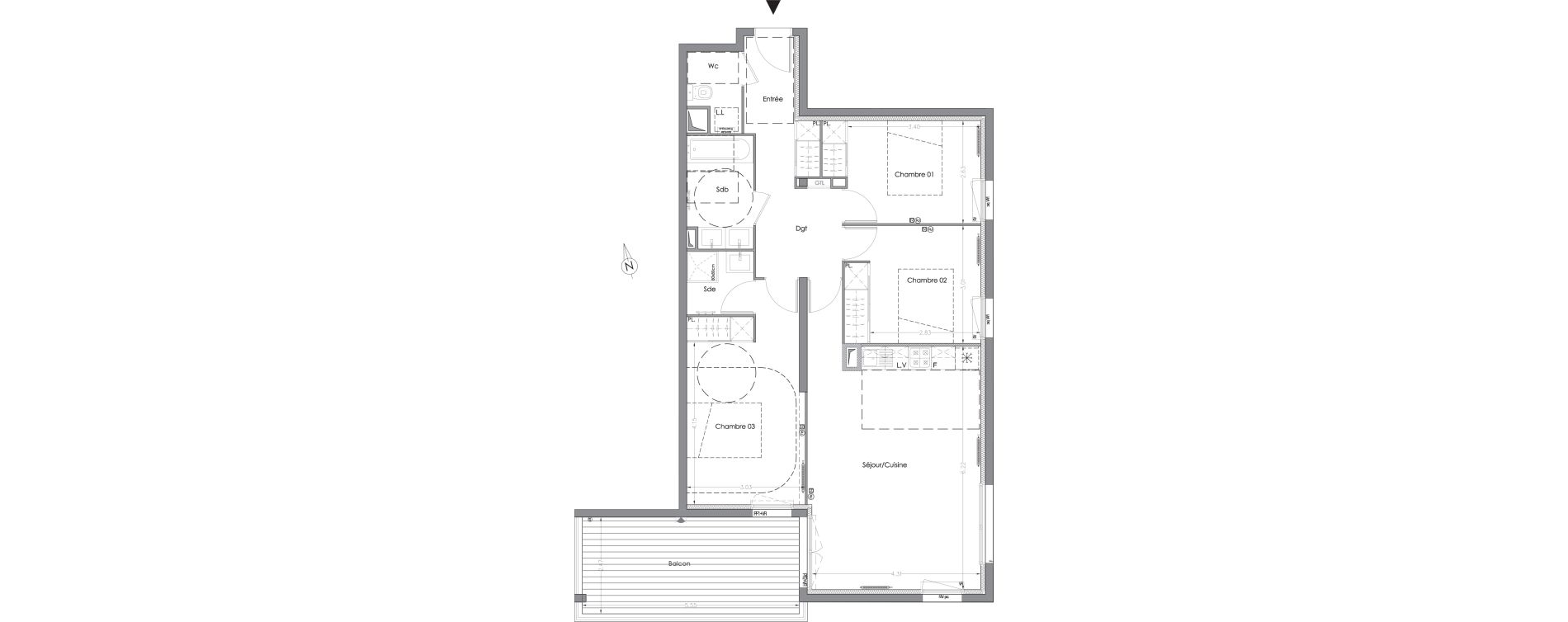 Appartement T4 de 85,00 m2 &agrave; Lormont Centre