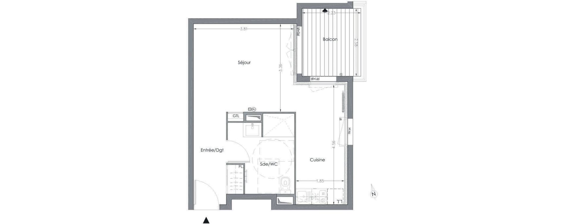 Appartement T1 de 32,99 m2 &agrave; Lormont Centre