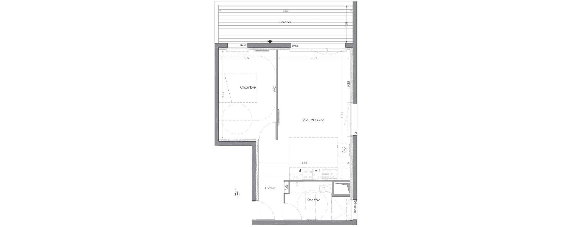 Appartement T2 de 45,71 m2 &agrave; Lormont Centre