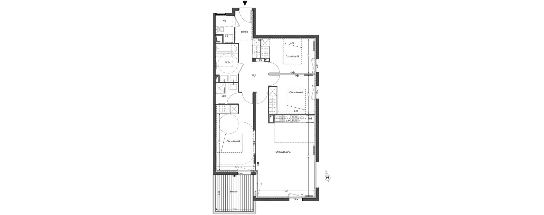 Appartement T4 de 84,93 m2 &agrave; Lormont Centre