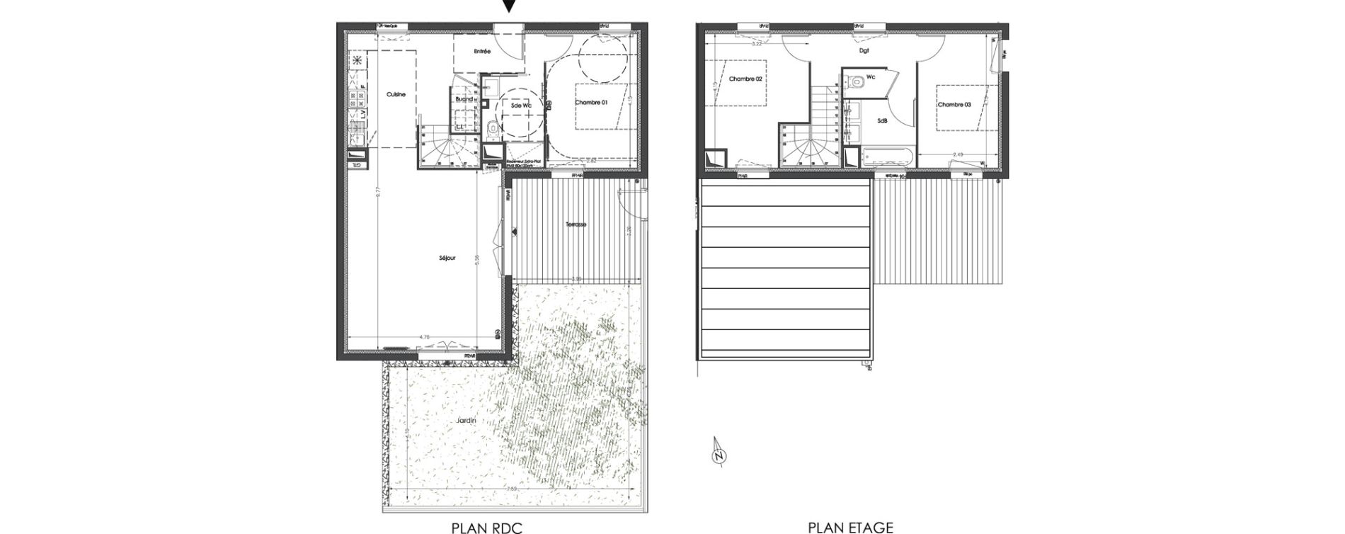 Duplex T4 de 91,95 m2 &agrave; Lormont Centre