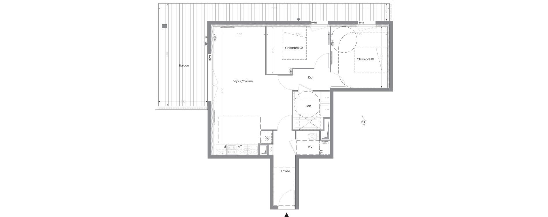 Appartement T3 de 62,42 m2 &agrave; Lormont Centre