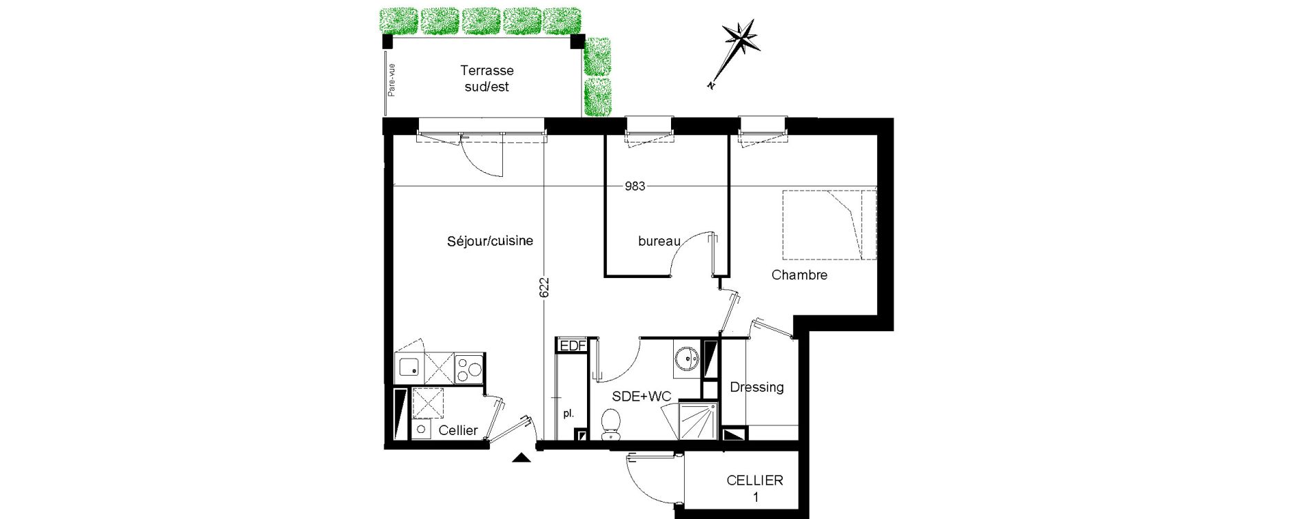 Appartement T2 bis de 54,55 m2 &agrave; Martignas-Sur-Jalle Centre