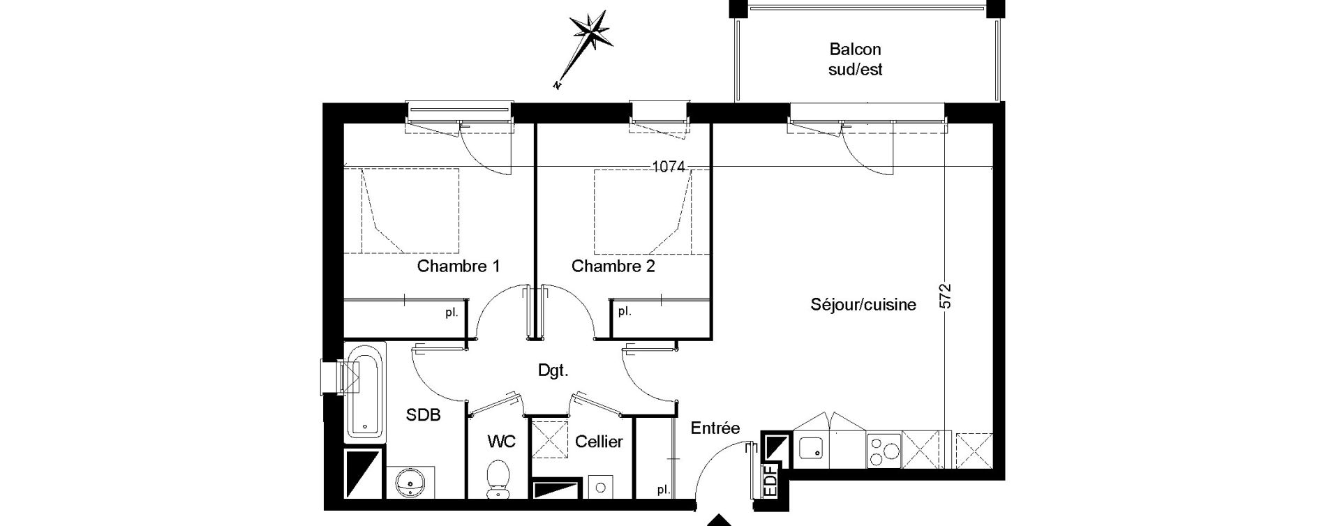 Appartement T3 de 62,34 m2 &agrave; Martignas-Sur-Jalle Centre