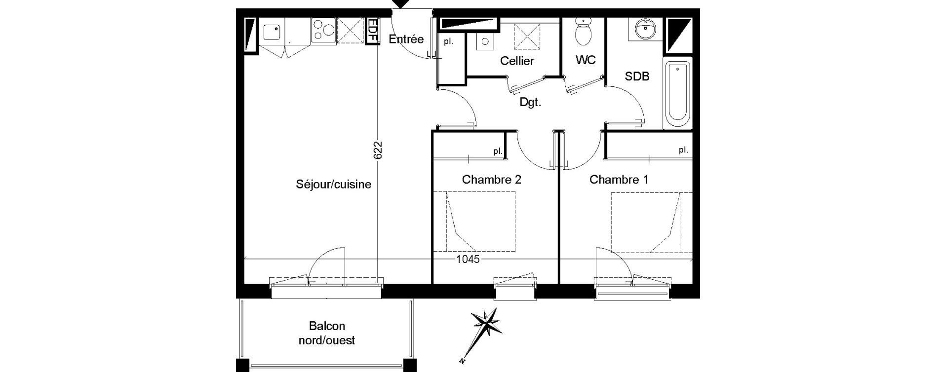 Appartement T3 de 61,81 m2 &agrave; Martignas-Sur-Jalle Centre