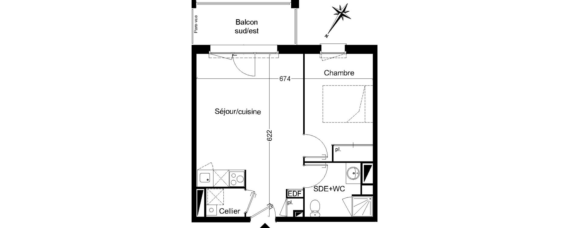 Appartement T2 de 39,74 m2 &agrave; Martignas-Sur-Jalle Centre