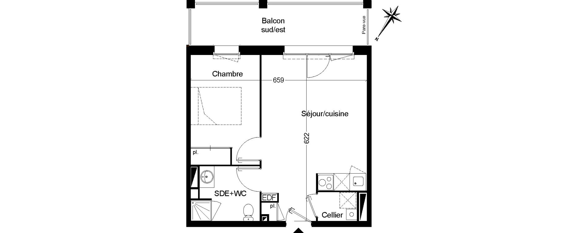 Appartement T2 de 39,16 m2 &agrave; Martignas-Sur-Jalle Centre