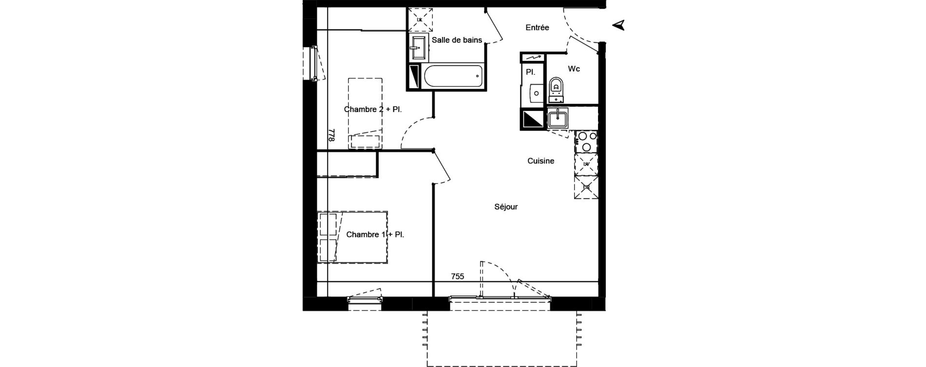 Appartement T3 de 56,85 m2 &agrave; Martignas-Sur-Jalle Centre