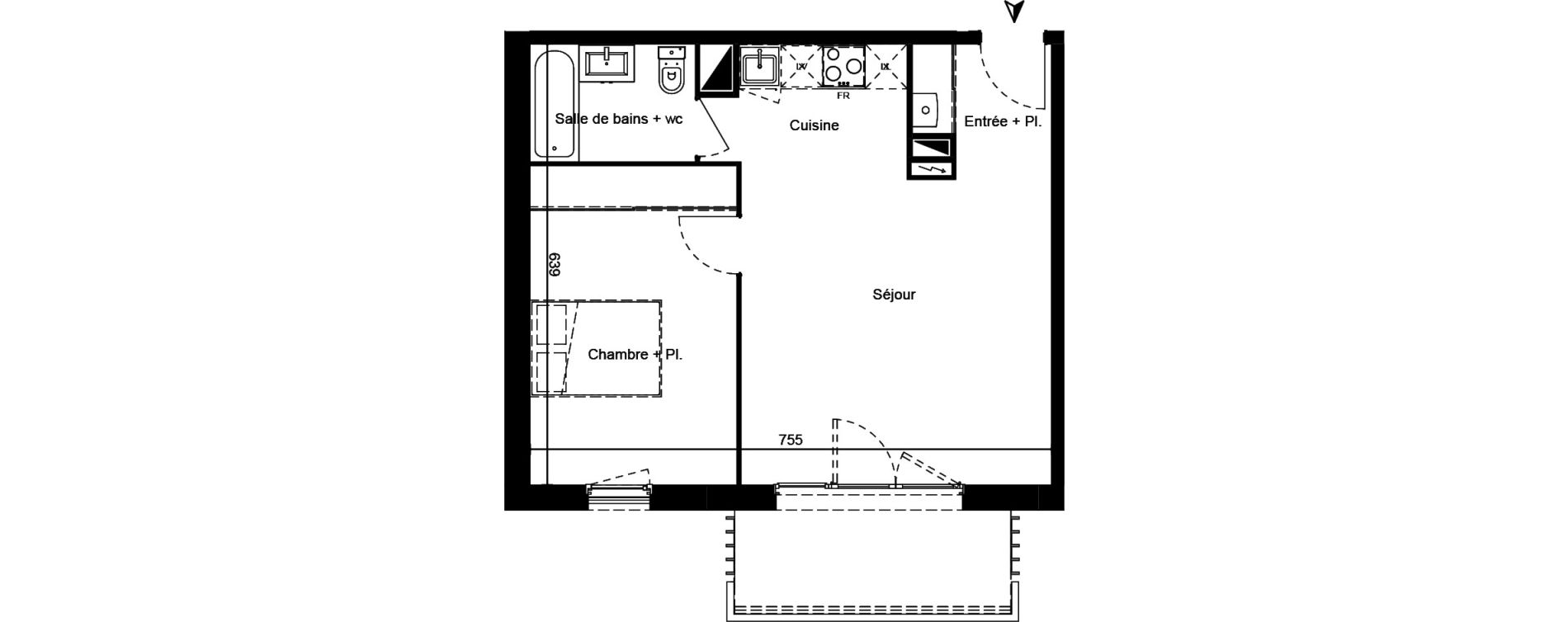 Appartement T2 de 44,15 m2 &agrave; Martignas-Sur-Jalle Centre