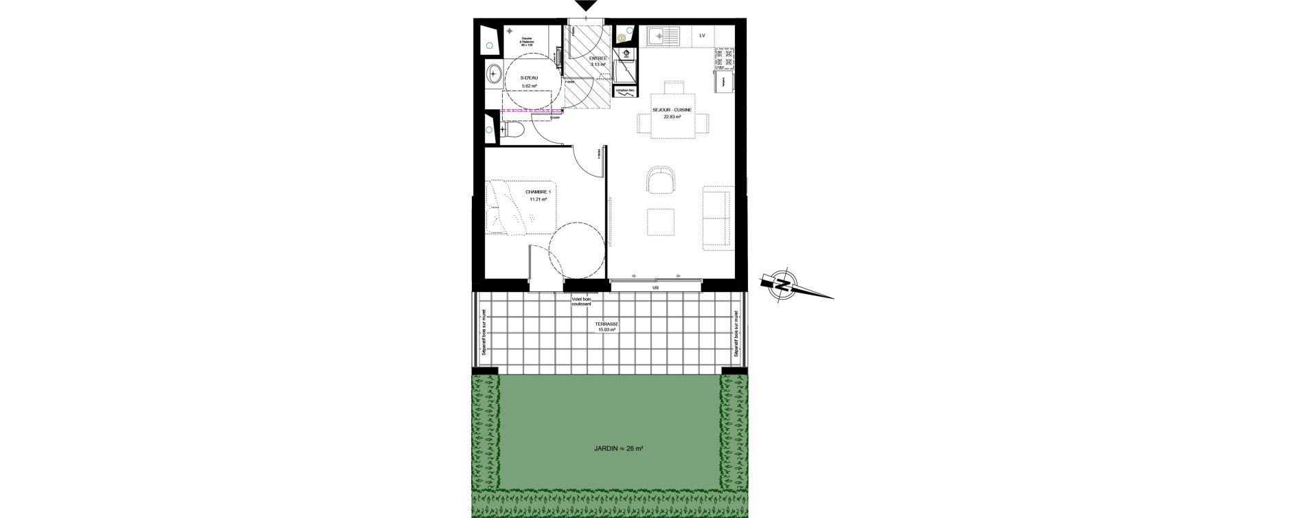 Appartement T2 de 42,79 m2 &agrave; Martignas-Sur-Jalle Centre