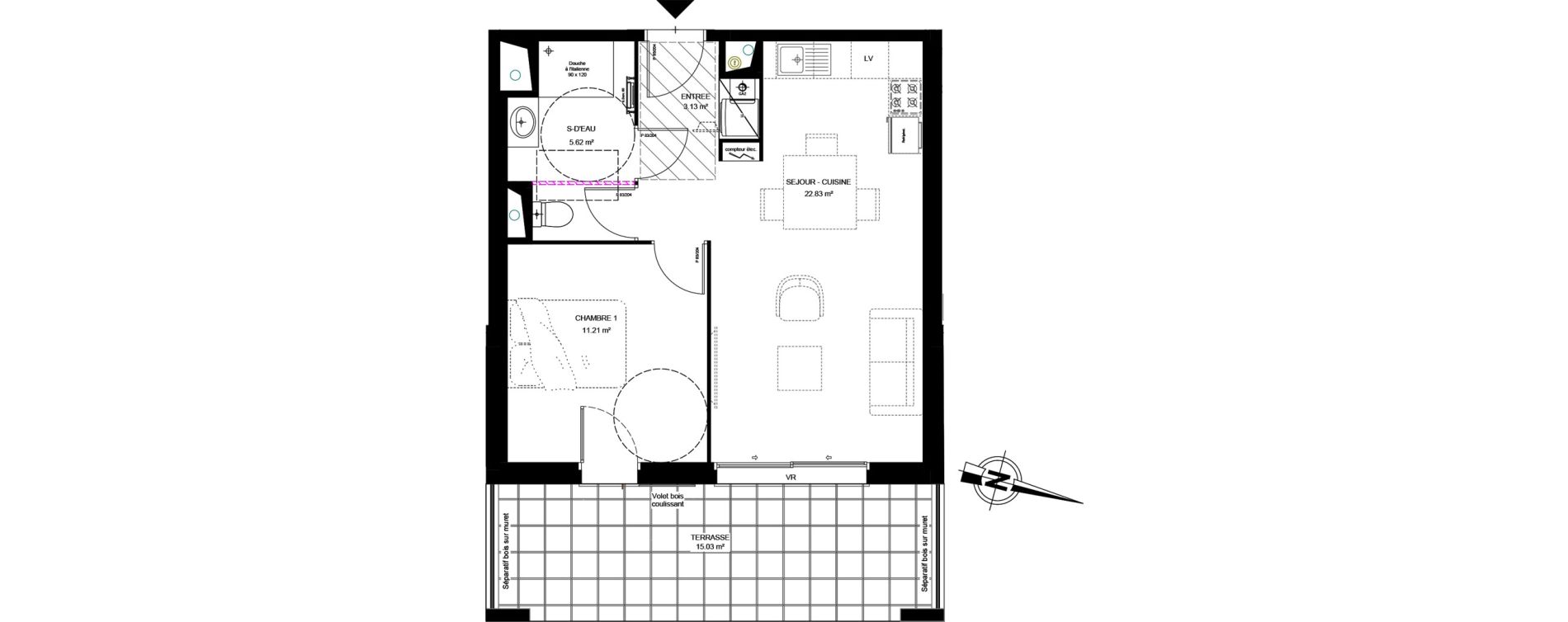 Appartement T2 de 42,79 m2 &agrave; Martignas-Sur-Jalle Centre