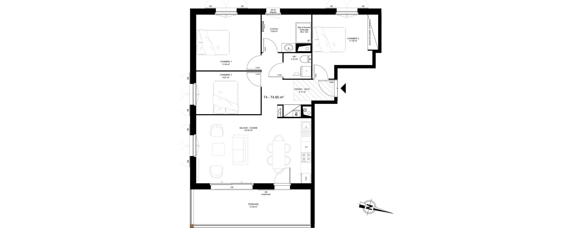 Appartement T4 de 74,65 m2 &agrave; Martignas-Sur-Jalle Centre