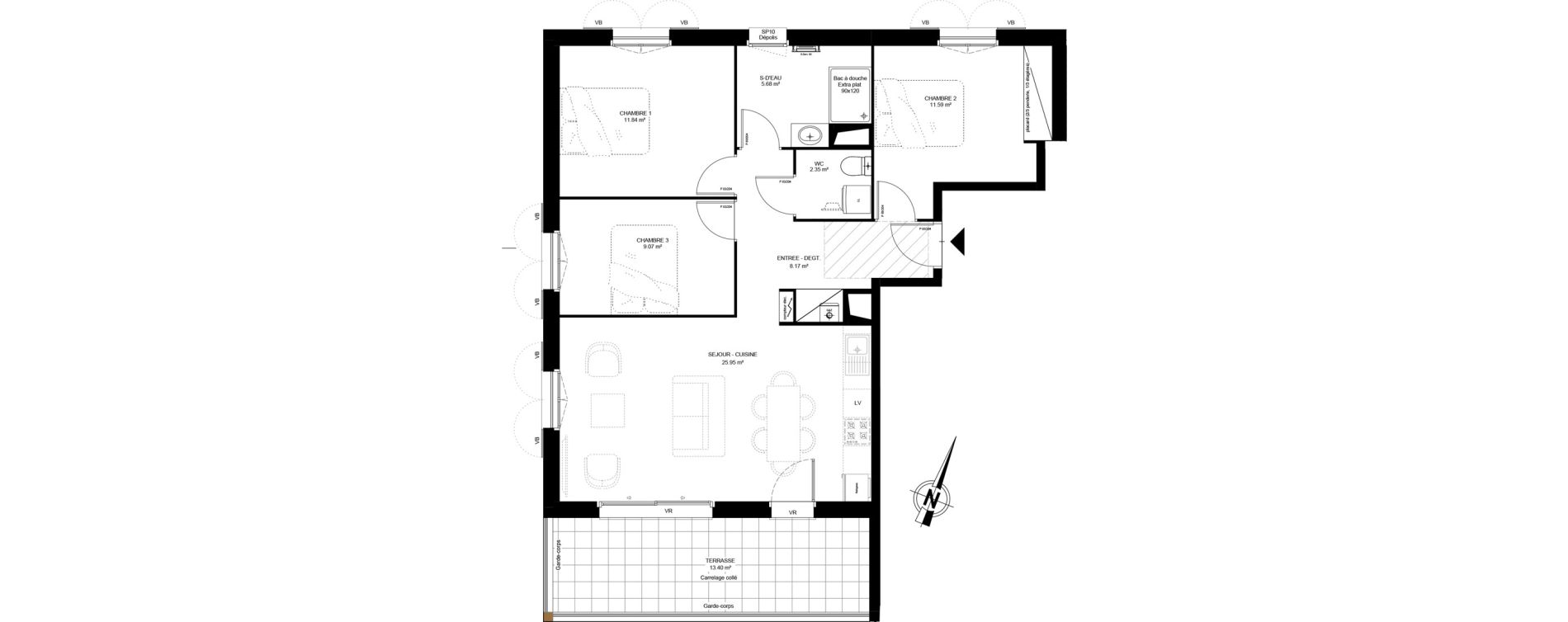 Appartement T4 de 74,65 m2 &agrave; Martignas-Sur-Jalle Centre