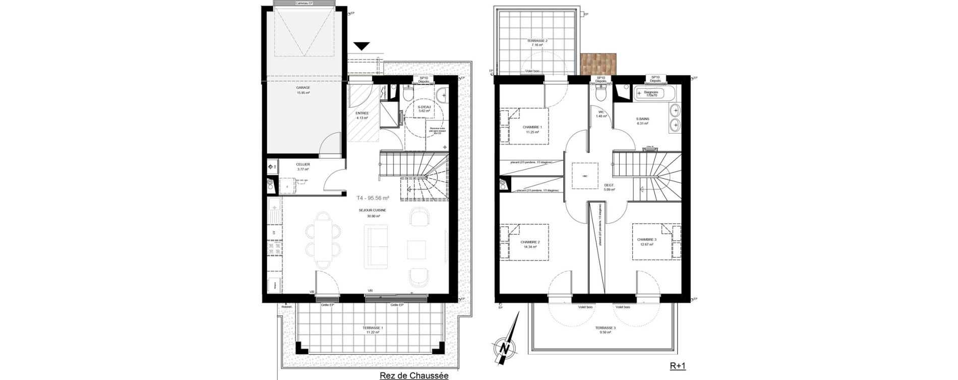 Maison T4 de 95,56 m2 &agrave; Martignas-Sur-Jalle Centre