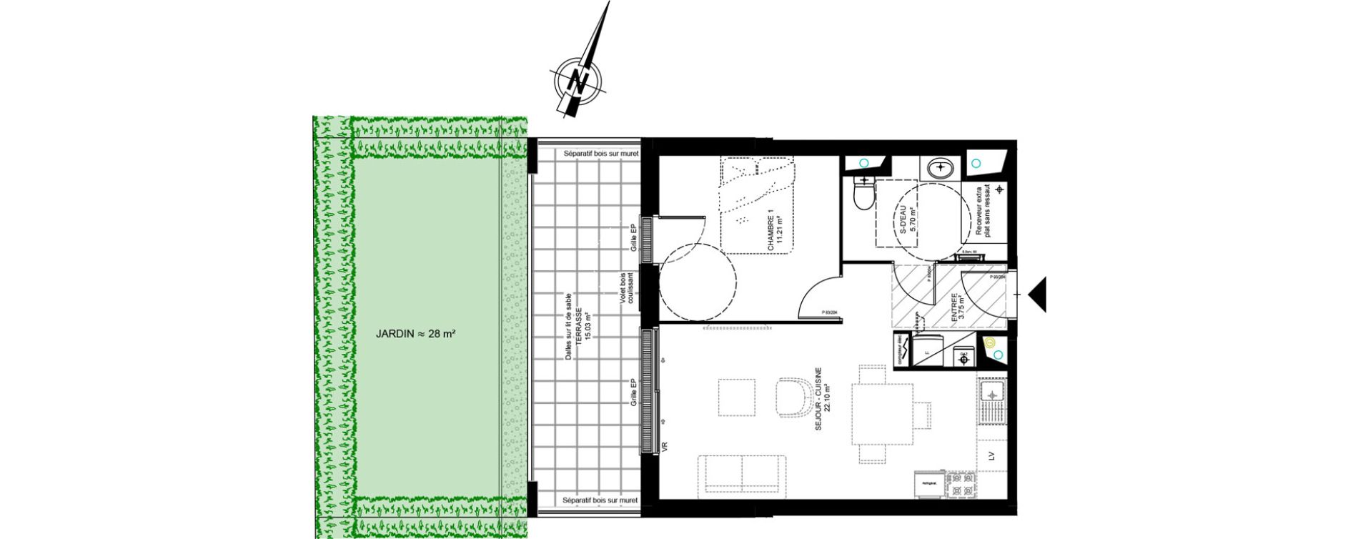 Appartement T2 de 42,87 m2 &agrave; Martignas-Sur-Jalle Centre