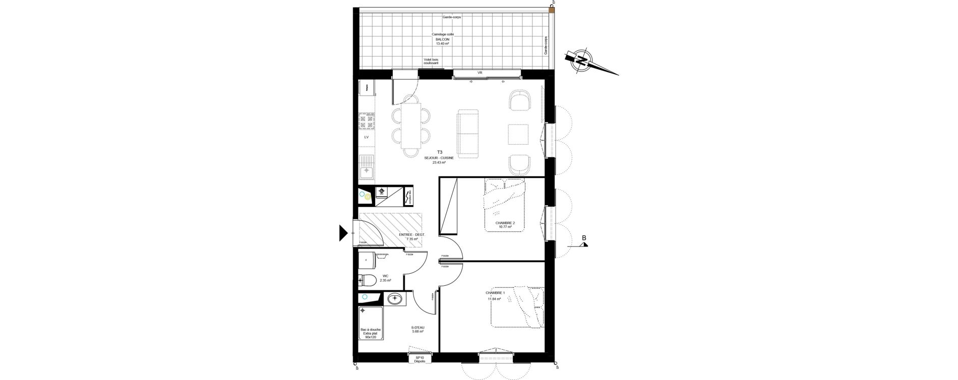 Appartement T3 de 61,51 m2 &agrave; Martignas-Sur-Jalle Centre