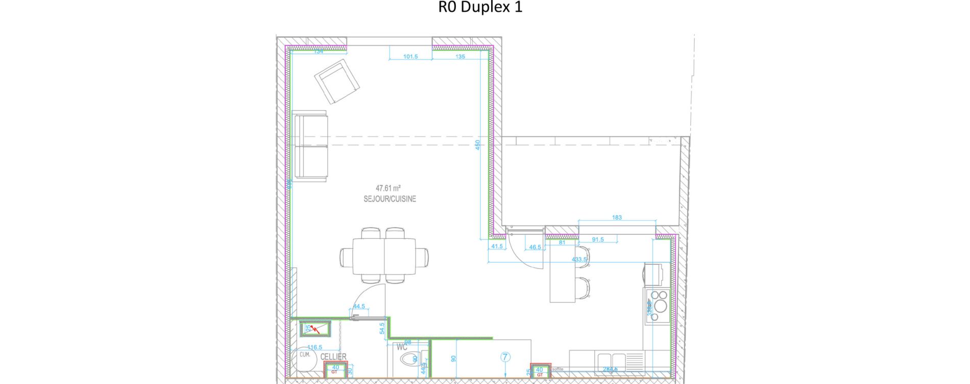 Duplex T4 de 95,62 m2 &agrave; M&eacute;rignac Merignac centre