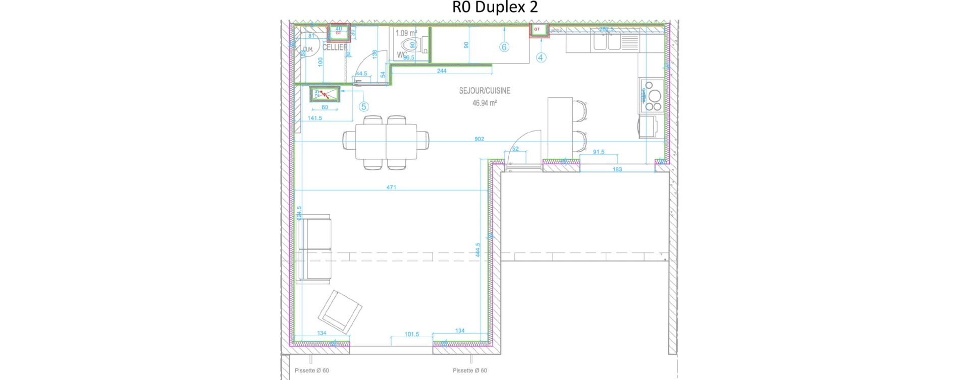 Duplex T4 de 95,62 m2 &agrave; M&eacute;rignac Merignac centre