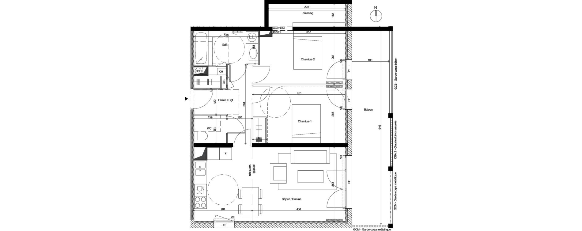 Appartement T3 de 69,93 m2 &agrave; M&eacute;rignac La glaciere
