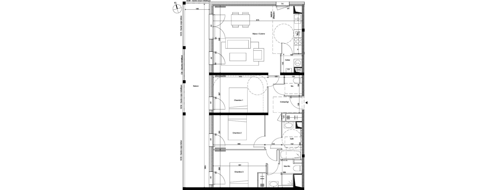 Appartement T4 de 88,26 m2 &agrave; M&eacute;rignac La glaciere
