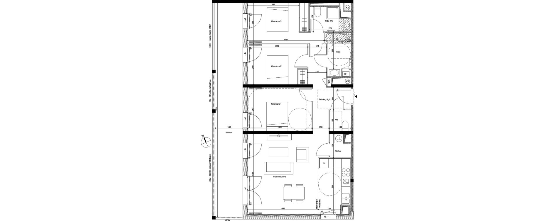 Appartement T4 de 86,70 m2 &agrave; M&eacute;rignac La glaciere