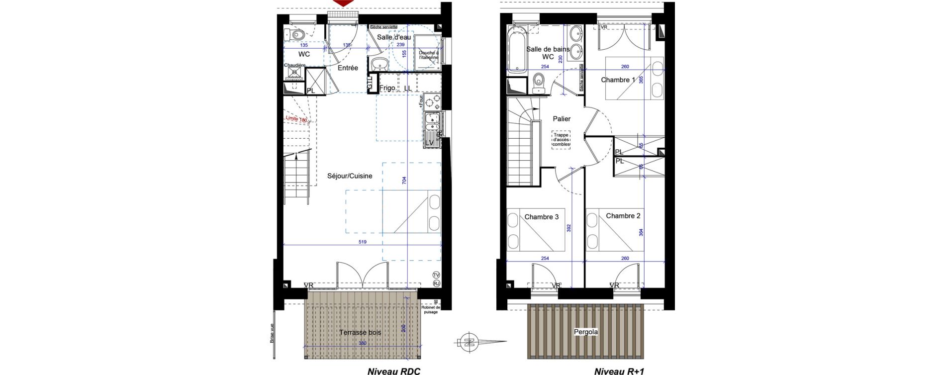 Maison T4 de 81,61 m2 &agrave; M&eacute;rignac Capeyron