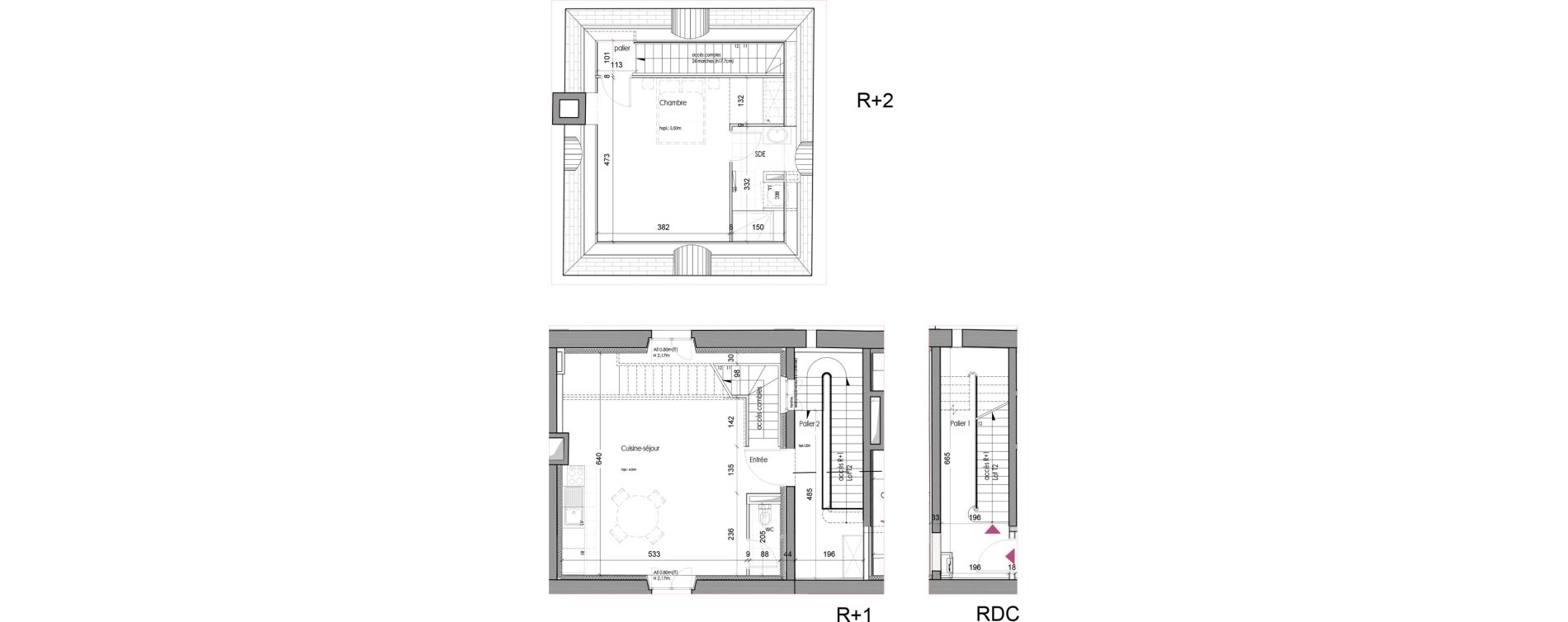 Triplex T2 de 76,66 m2 &agrave; M&eacute;rignac Chemin long