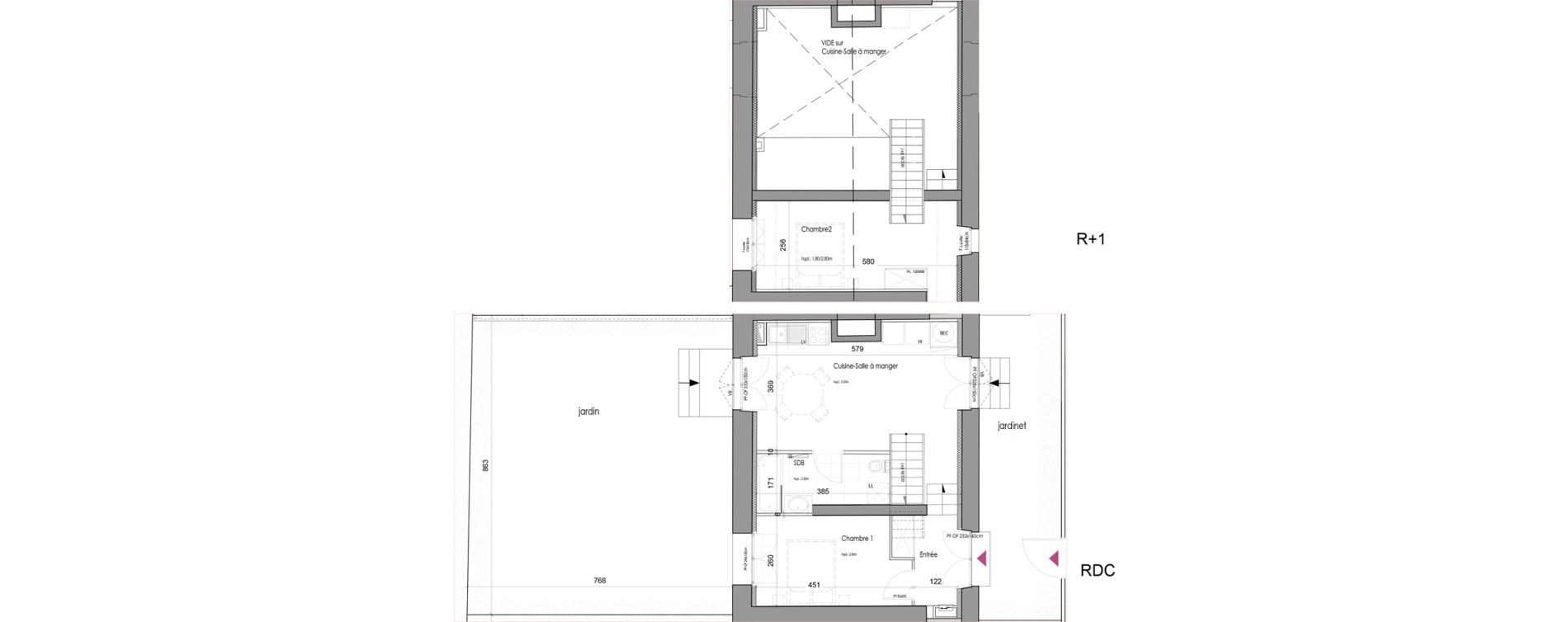 Duplex T3 de 52,80 m2 &agrave; M&eacute;rignac Chemin long
