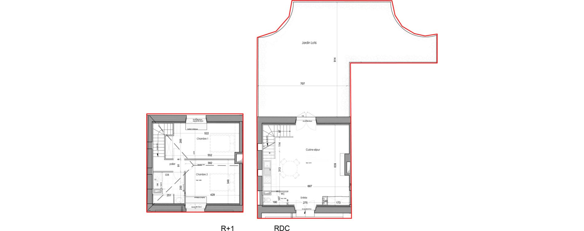 Duplex T3 de 76,85 m2 &agrave; M&eacute;rignac Chemin long
