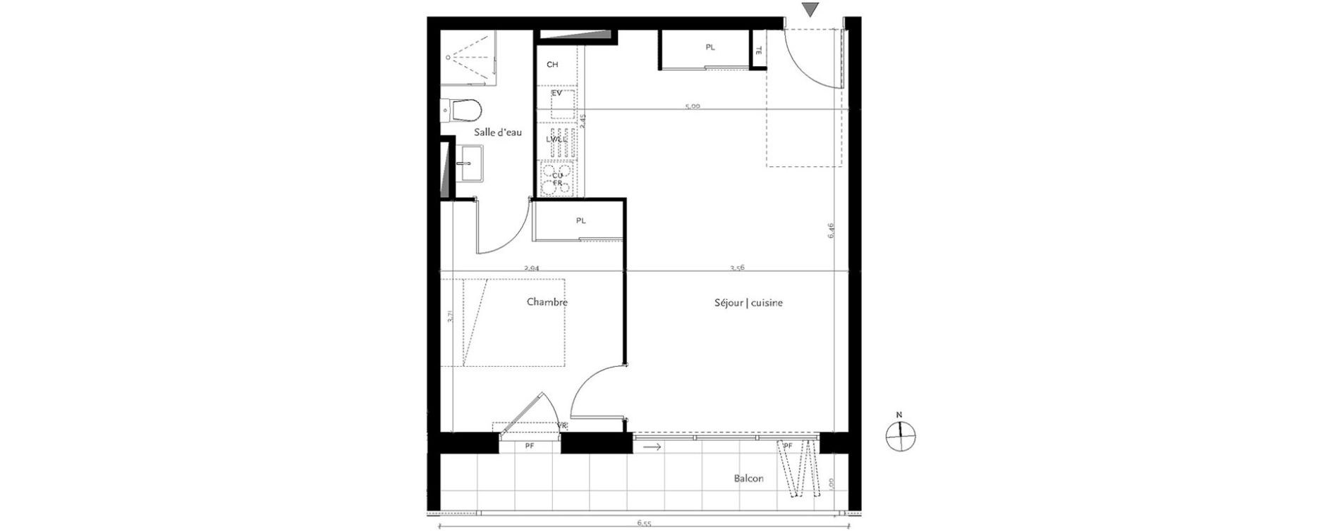 Appartement T2 de 41,05 m2 &agrave; M&eacute;rignac Capeyron