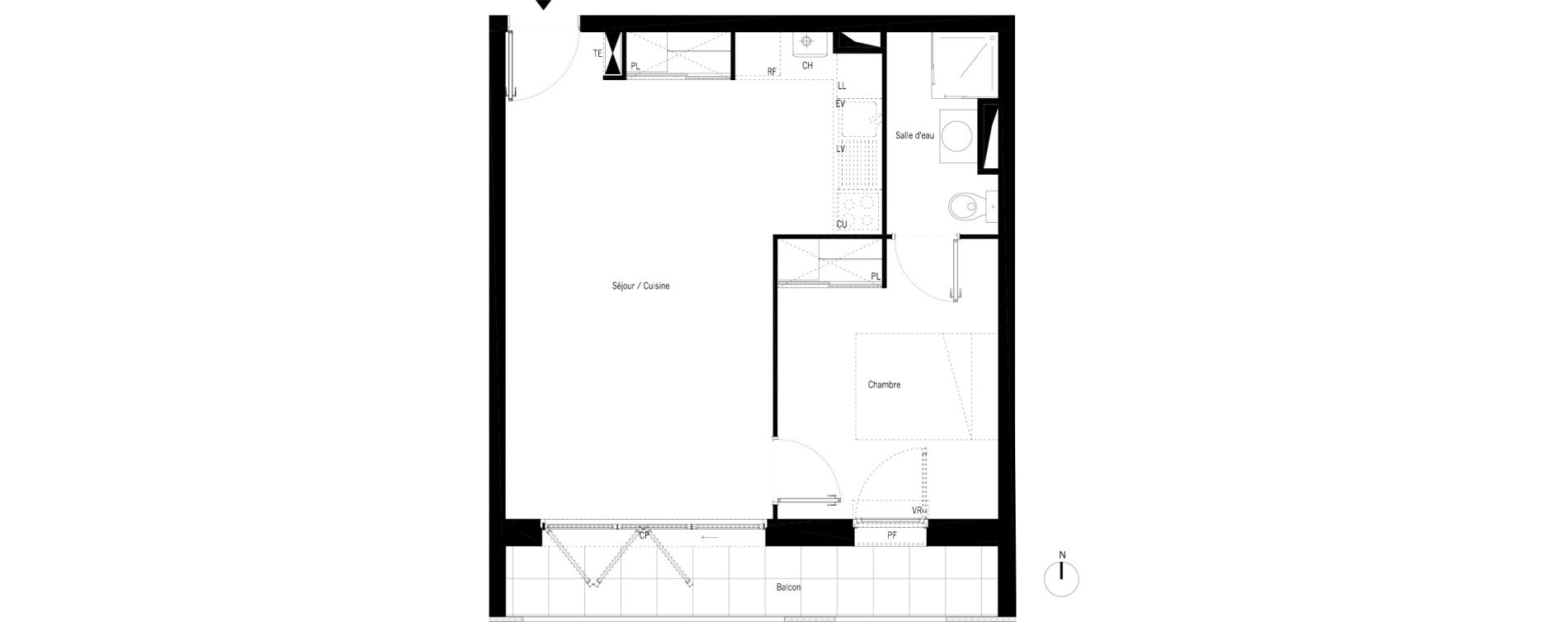 Appartement T2 de 41,22 m2 &agrave; M&eacute;rignac Capeyron
