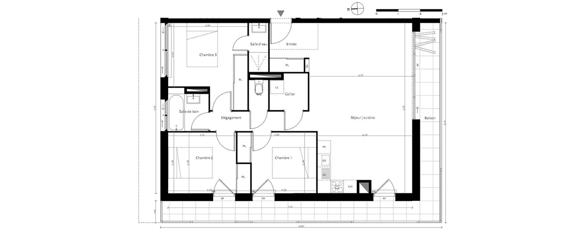 Appartement T4 de 83,33 m2 &agrave; M&eacute;rignac Capeyron