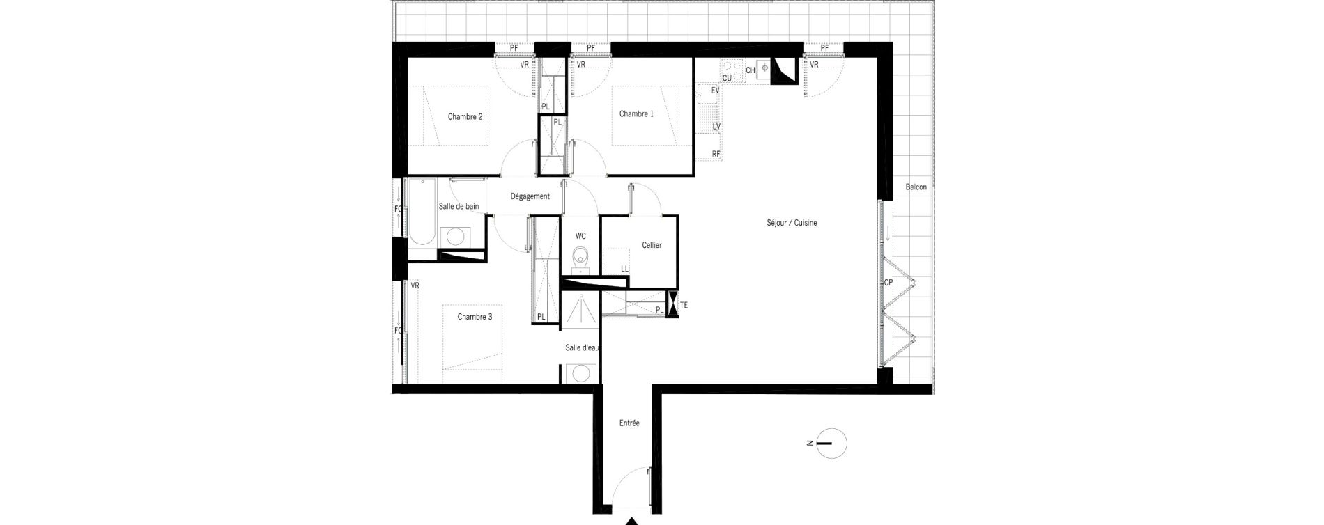 Appartement T4 de 86,82 m2 &agrave; M&eacute;rignac Capeyron