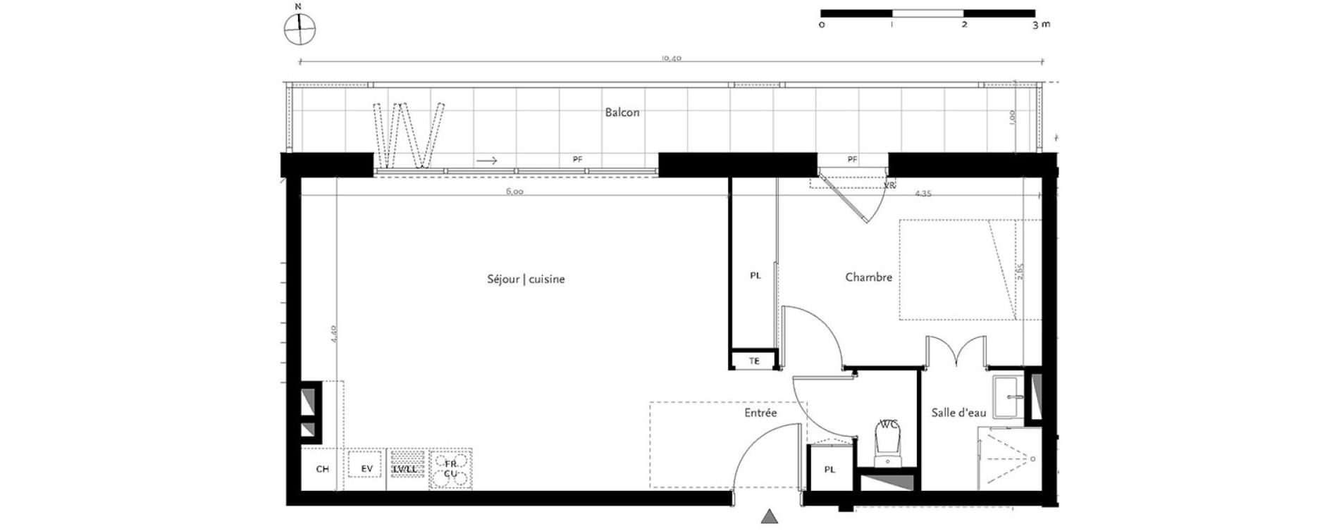 Appartement T2 de 44,28 m2 &agrave; M&eacute;rignac Capeyron