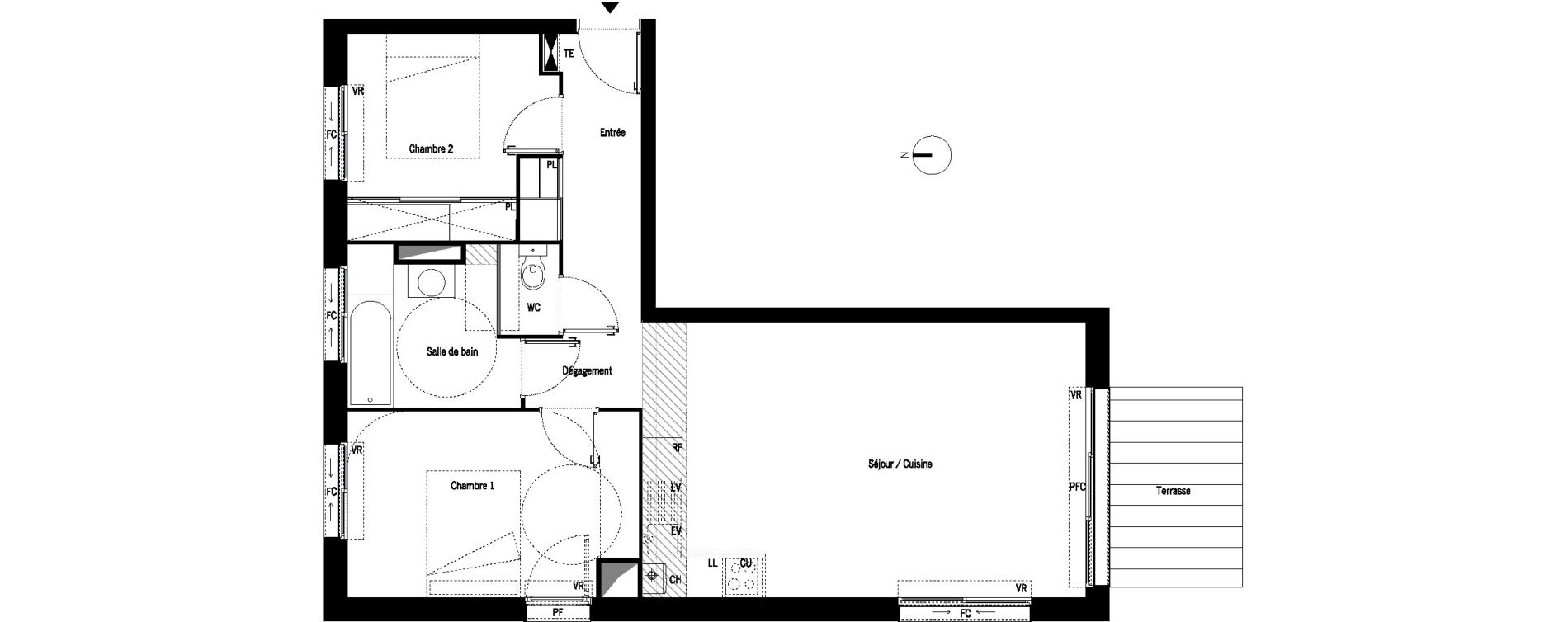 Appartement T3 de 63,61 m2 &agrave; M&eacute;rignac Capeyron