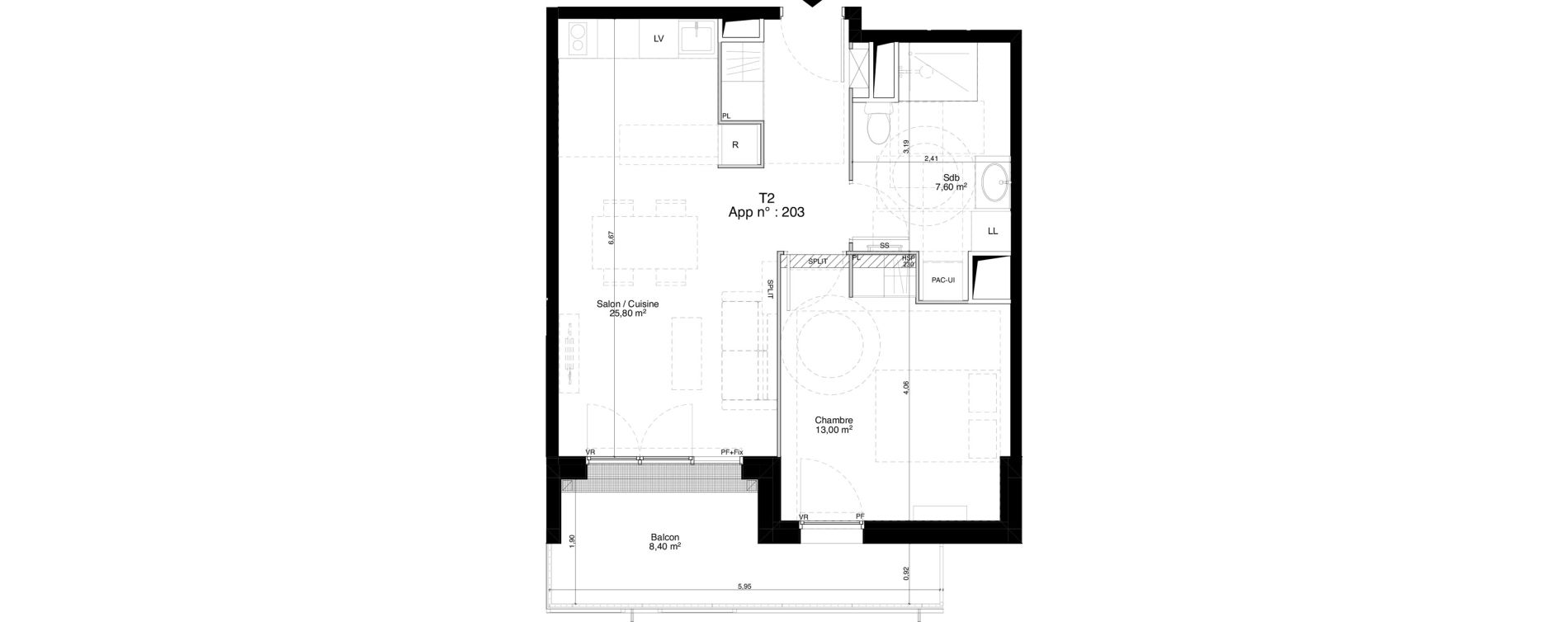 Appartement T2 de 46,40 m2 &agrave; M&eacute;rignac Capeyron