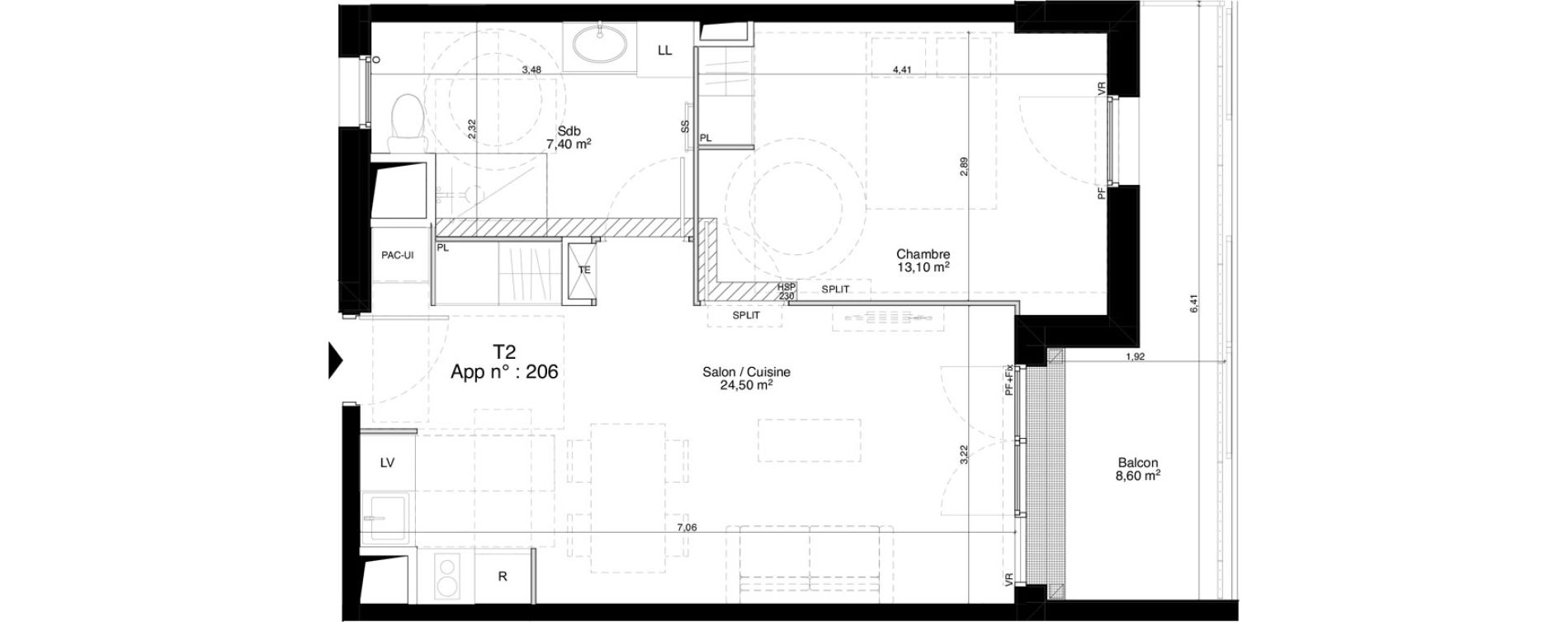 Appartement T2 de 45,00 m2 &agrave; M&eacute;rignac Capeyron