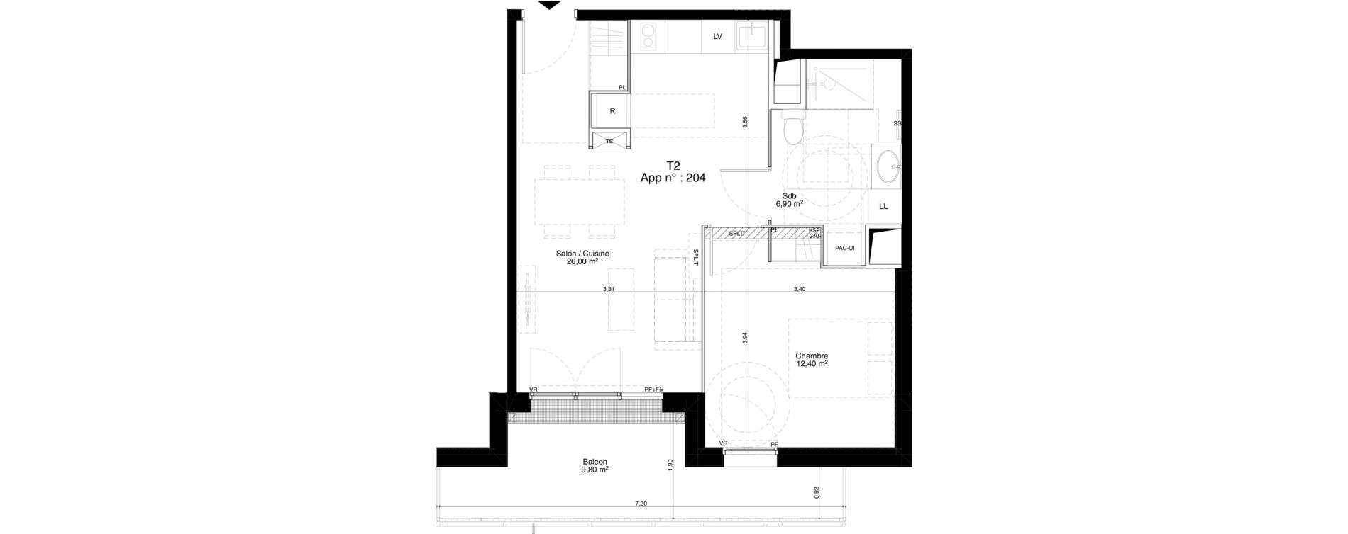 Appartement T2 de 45,30 m2 &agrave; M&eacute;rignac Capeyron