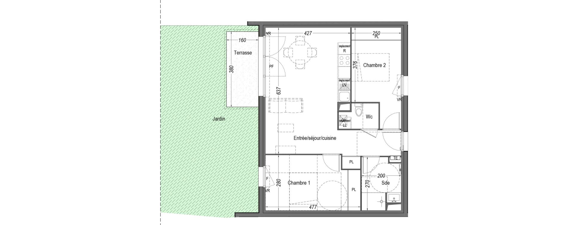 Appartement T3 de 60,92 m2 &agrave; M&eacute;rignac Arlac