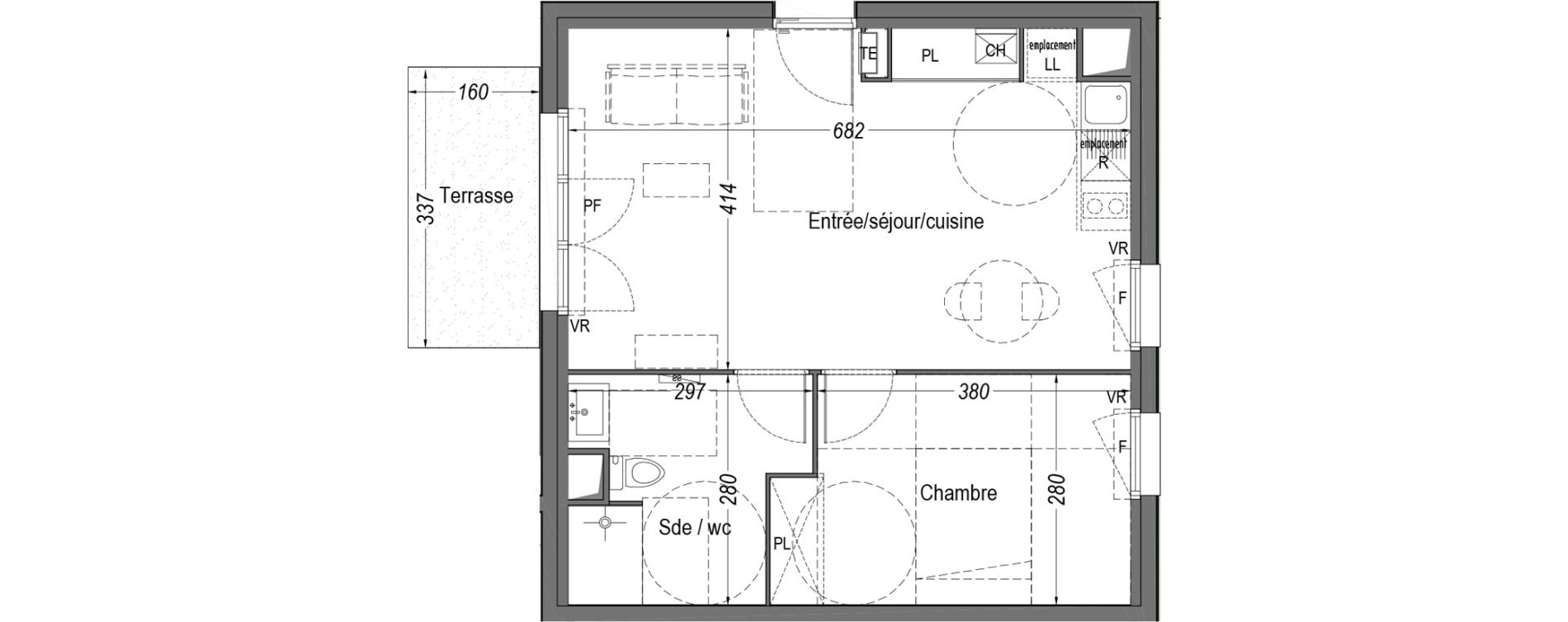 Appartement T2 de 46,12 m2 &agrave; M&eacute;rignac Arlac