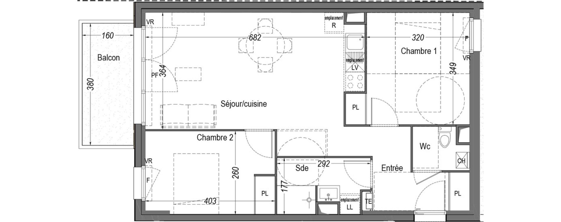 Appartement T3 de 60,65 m2 &agrave; M&eacute;rignac Arlac