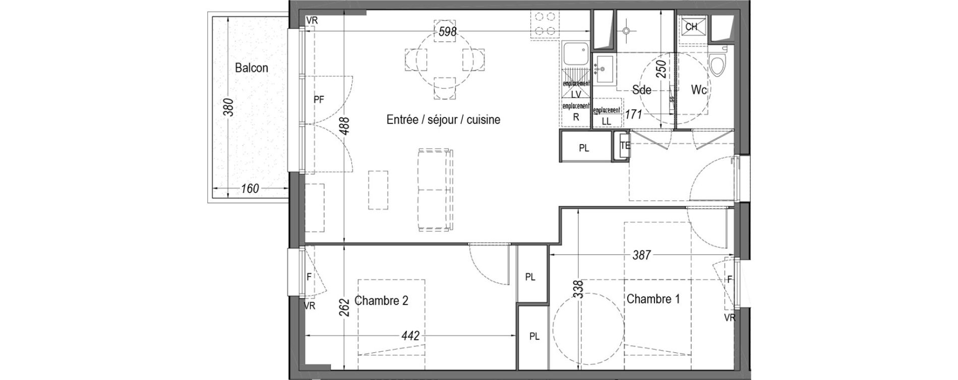 Appartement T3 de 64,71 m2 &agrave; M&eacute;rignac Arlac